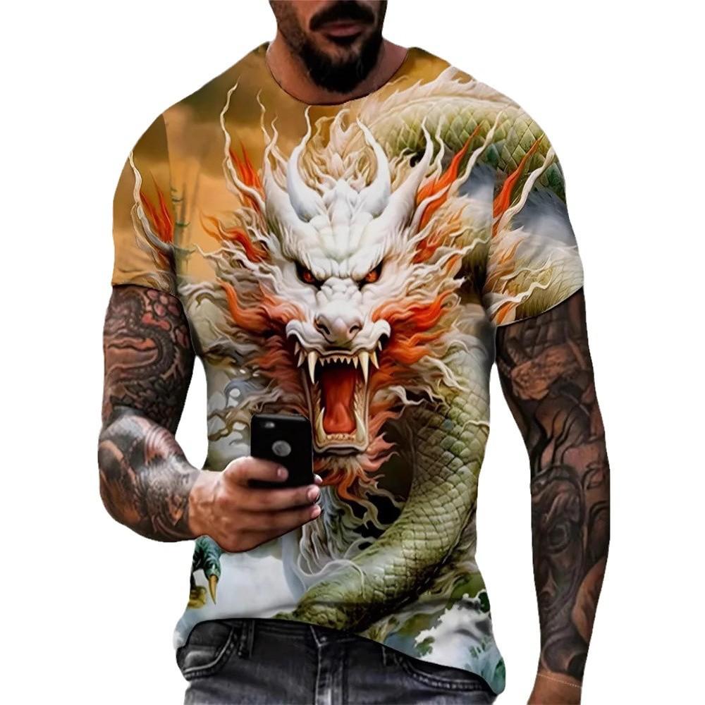 Men's Summer Animal Printed Loose Short Sleeve Top 3D Printed T-shirt