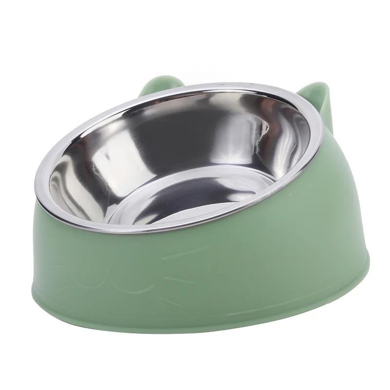 Eco-Friendly 1PcStainless Steel Cat Bowl, 15° Inclined Pet Food Dish with Non-Slip Base, Anti-Choke Feeder for Cats/Kittens/Dogs