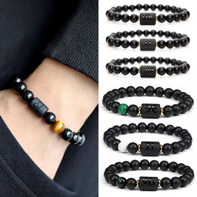 12 Constellation Hombre Agate Stone Beads Jewellery  Accessory Unisex Natural Jewelry Bracelet