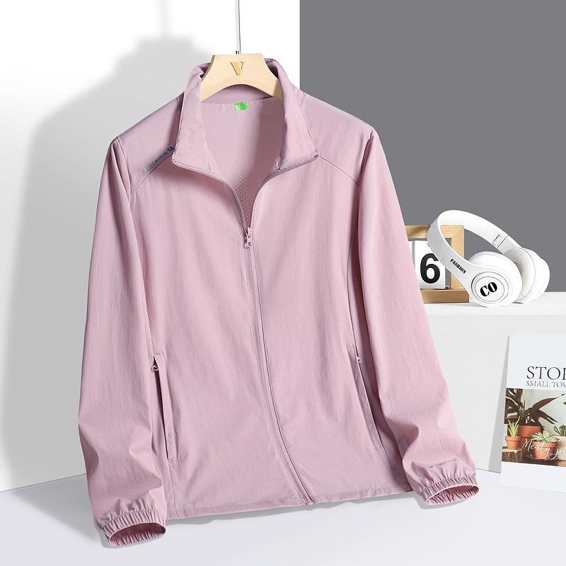 2026 UPF50+ Ice Silk Lightweight Breathable Stand Collar Jacket for Middle-aged & Elderly Men - Sun Protection, No Hood, Single Layer.