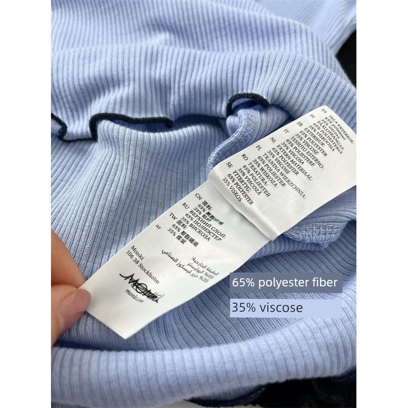 European and American Single Monki Xxs-l Size Lightweight Shoulder Slim Fit Slimming Wooden Ear Round Neck Short Sleeve T-shirt Women's Summer Wear