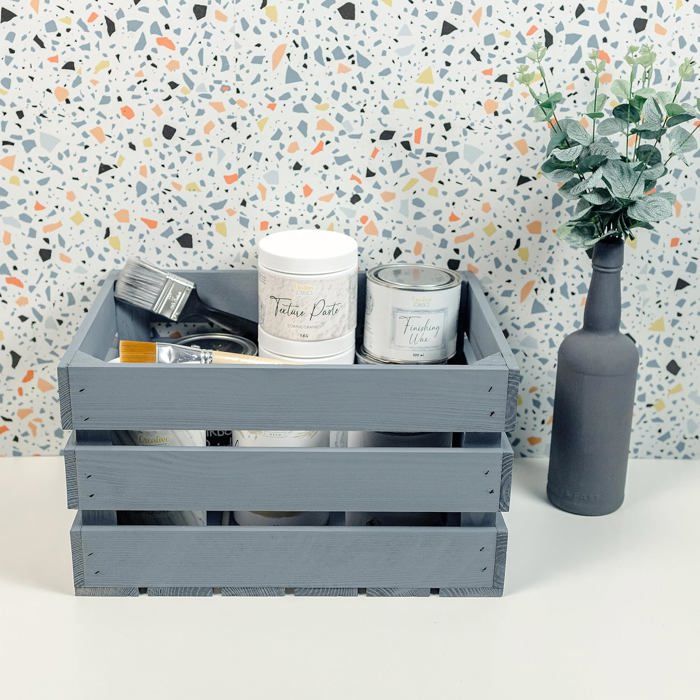 Caisse en Bois - CREATIVE DECO - Gris - 40x30x23 cm - Rangement Vintage