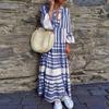 Fashion Women Summer Printed V Neck  Long Dresses Bohemian Dresses