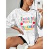 Summer new teacher-themed colorful letter print snowflake short-sleeve shirt T Shirt Top Round neck, light and breathable, suitable for spring,
