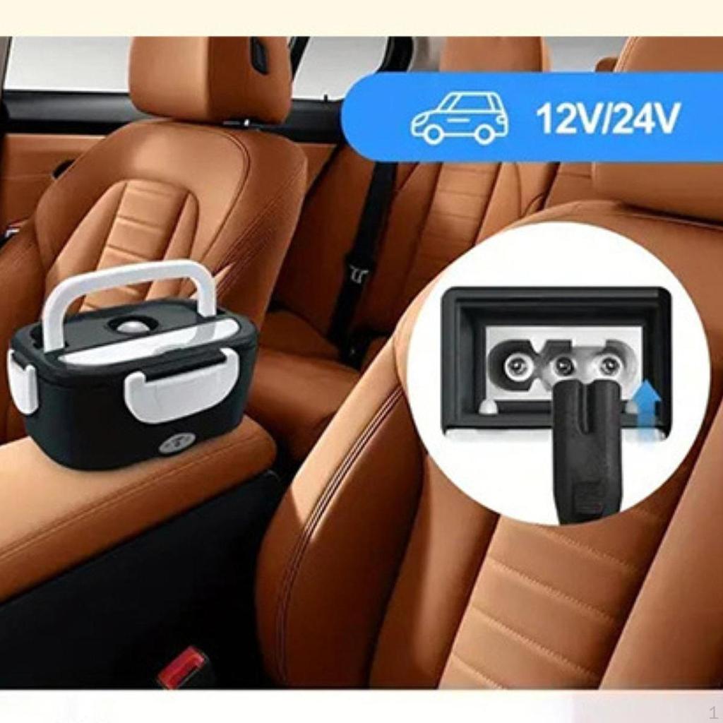 Electric Lunch Box Versatile Portable Container for Outdoor Car Office Black White