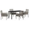 VidaXL Ensemble de repas de jardin 5 pièces avec coussins Gris Poly Rattan 3379879