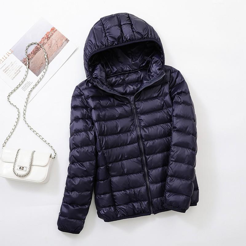 Womens Short Lightweight Down Jacket White Duck Warm Slim Fit Hooded Coat Casual Style