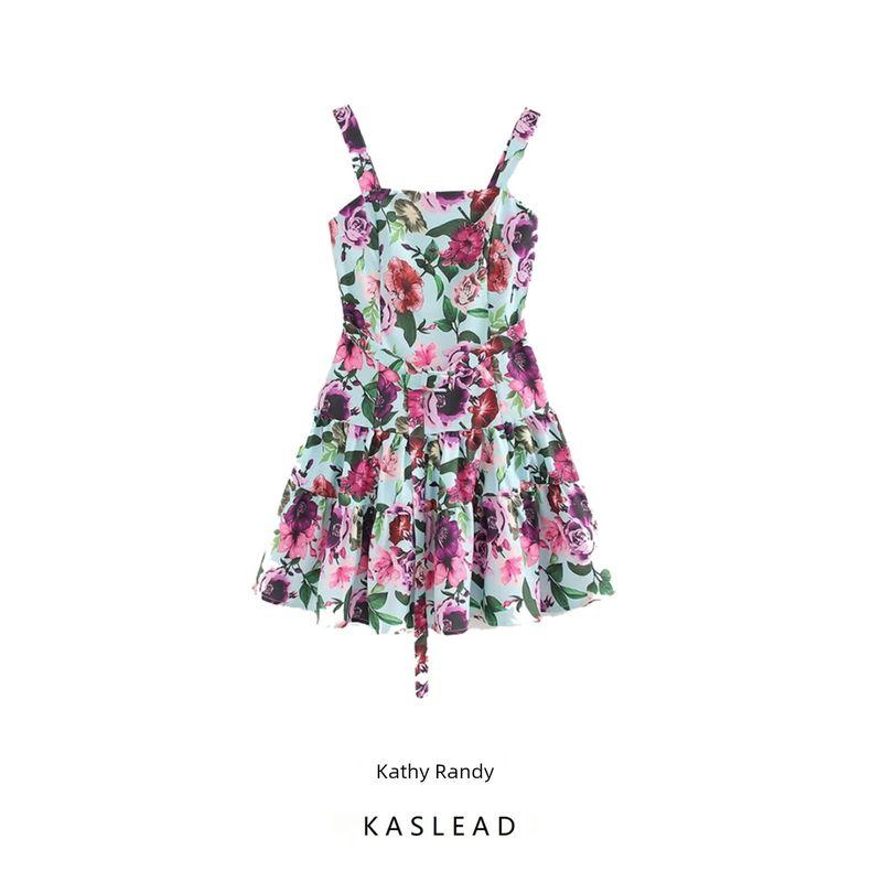 Kaslead New Arrival Women's Clothing Fashion Style Fashion Casual Minimalist Print Sling Short Dress