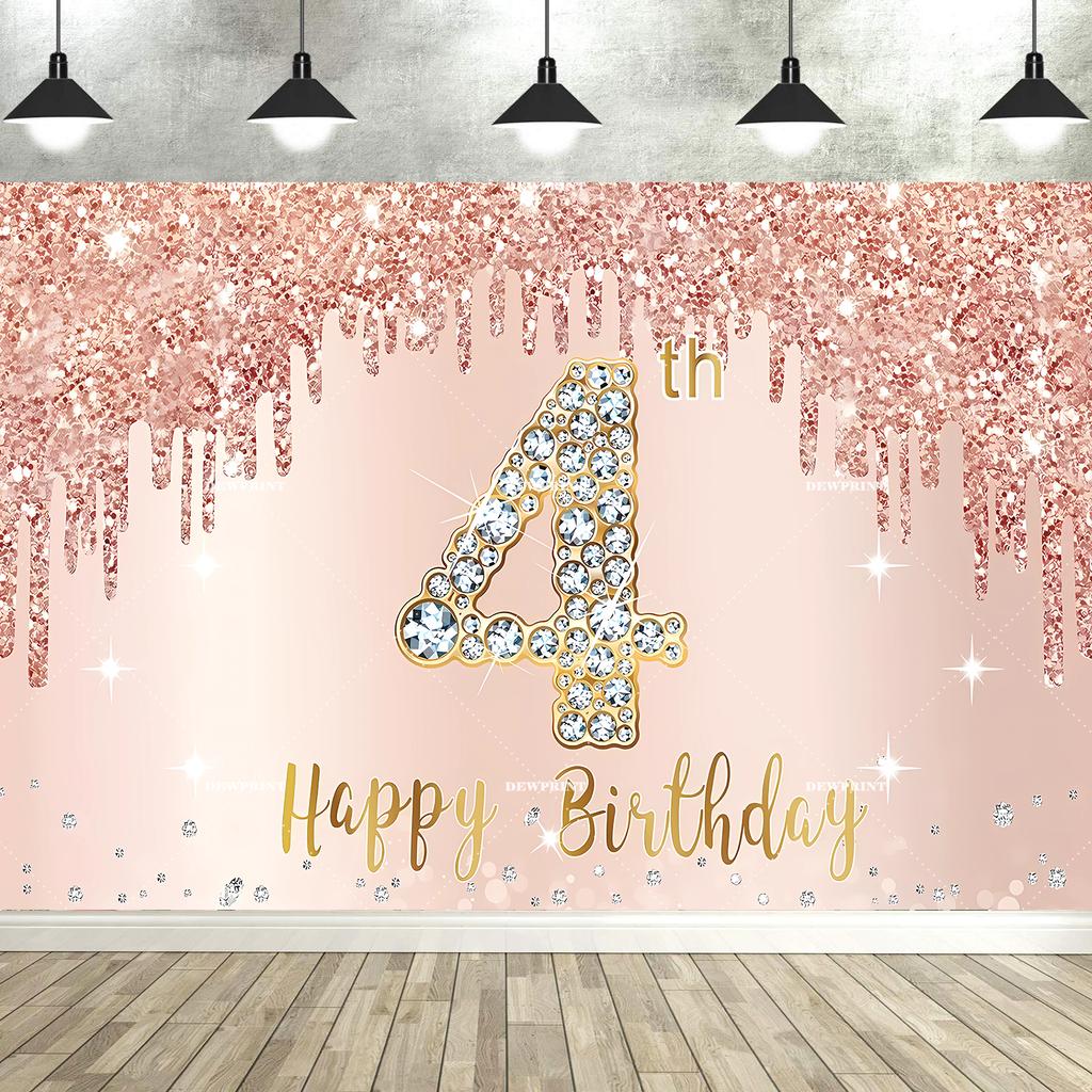 Rose Gold Glücklicher 18. Geburtstag Party Hintergrund Glitzer Diamant Geburtstag Hintergrund Mädchen Süß Geburtstagsparty Banner Fotografie