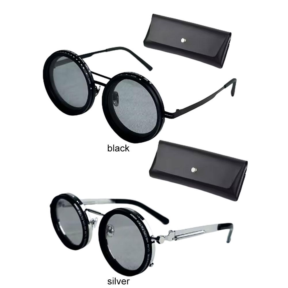Sunglasses With ND Filter Lenses 1-9 Gear Adjustable Fishing Round Polarized Glasses Unisex Vintage UV Resistant Fishing Glasses