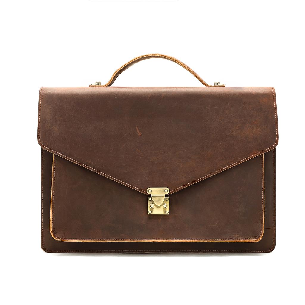 High-end Genuine Leather Men's Briefcase, Business Trip Handbag, Computer Bag, Single-shoulder Crossbody Bag