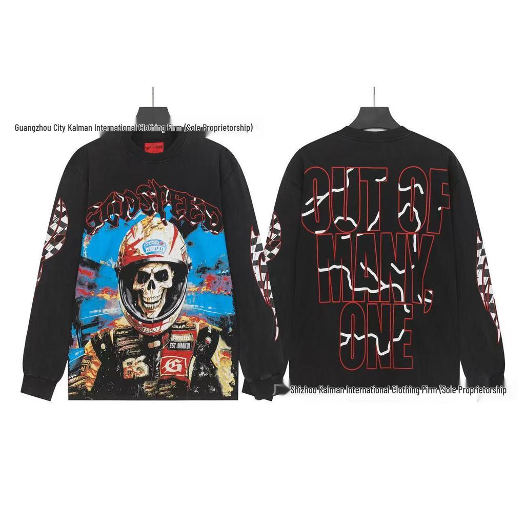 Godspeed Skull Rock Retro Pure Cotton Hoodie - Autumn/Winter American Style Streetwear for Men