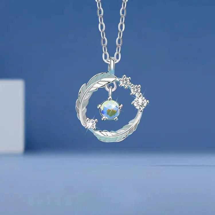 

BFCLUB Silver Color necklace Moonstone Bead Necklaces & Pendants For Women Handmade 925 Sterling Silver Fashion Jewelry