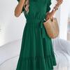 2026 Spring/Summer Women's Stand up Collar Ruffle Lace Waist Shirt Skirt S-XL