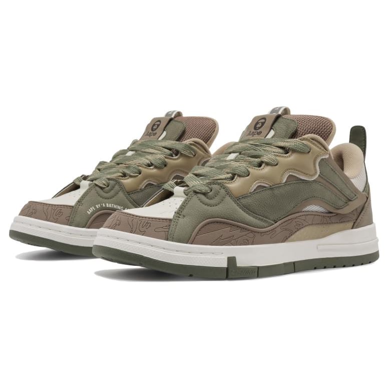 Aape X Li Ning Wave Slip Resistant Abrasion Resistant Low Top Skateboard Shoes Men's Green Umber AECS087-7