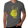 Unisex Funny Bear Deer Hybrid Graphic Print T Shirt O Neck Short Sleeve Black Cotton Casual Tees With Beer Lettering Tops For Male