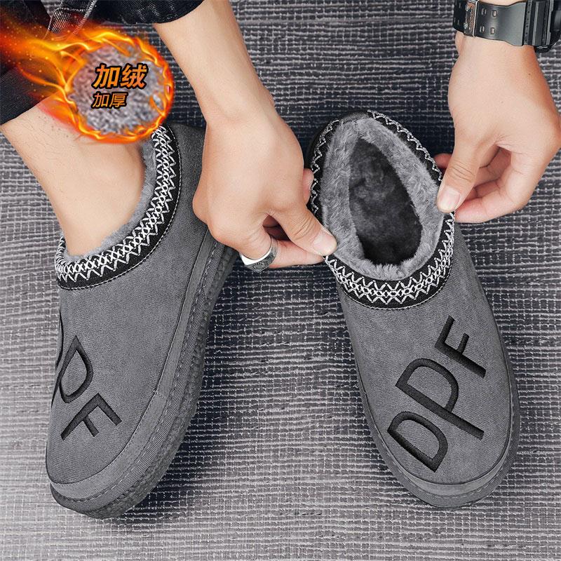 Модные зимние мужские хлопковые туфли с низким верхом и бархатом — фото 6