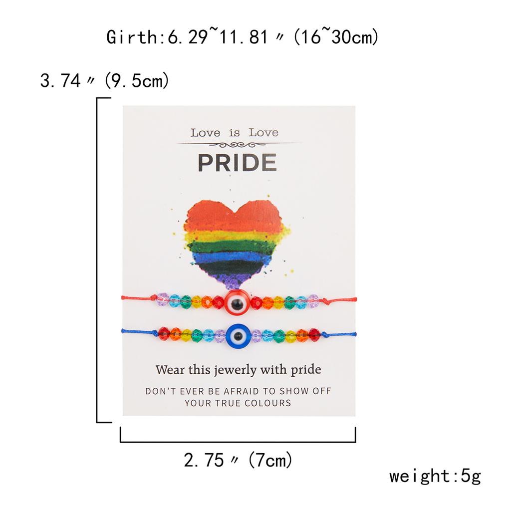 2 szt./zestaw Ręcznie robione Żywiczne Kryształowe Tęczowe Koralikowe Bransoletki LGBT Dla Kobiet Mężczyzn Ręcznie robione Plecione Bransoletki dla Pary Biżuteria Miłość Duma