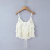 Retro-Chic-Top mit V-Ausschnitt, Stickerei und Lochmuster
