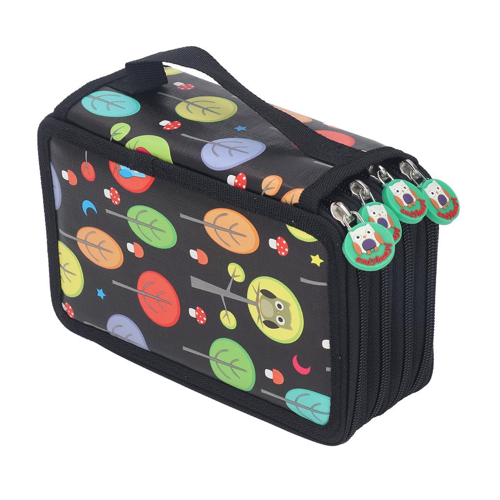 Färgpennfodral Pennhållare med dragkedja Stor kapacitet Pennfodral Vikbar Färgpennväska Tecknad