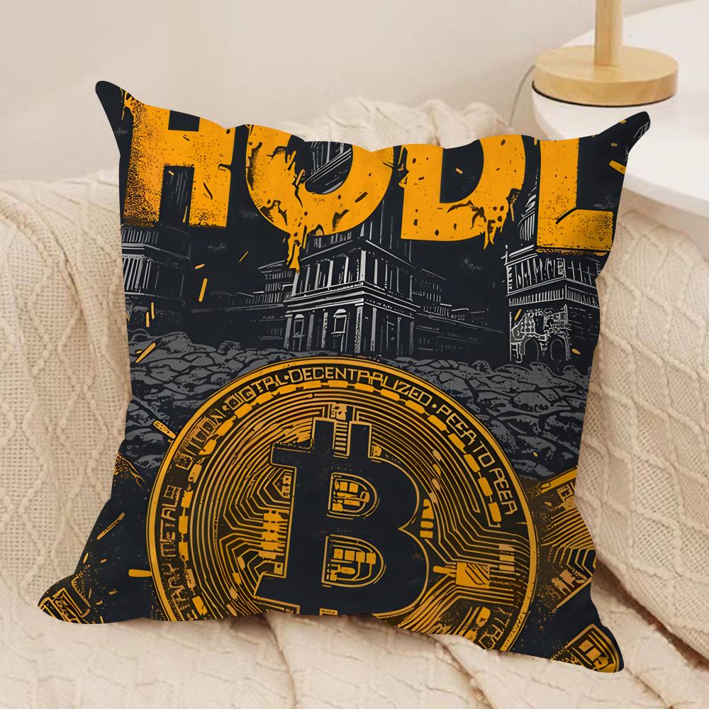 Cool Bitcoin Fashion Luxury Cushion Cover Silky Short Plush Invisible Zipper Dustproof Sofa Pillow Case For Home Decor