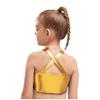 Girls Sparkly Sequins Metallic Crop Top Cross Keyhole Jazz Latin Ballroom Dance Costume