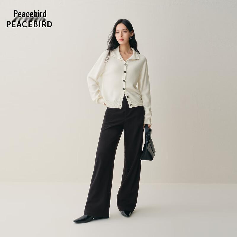 PEACEBIRD Women's High-Waisted Straight Wide-Leg Casual Pants