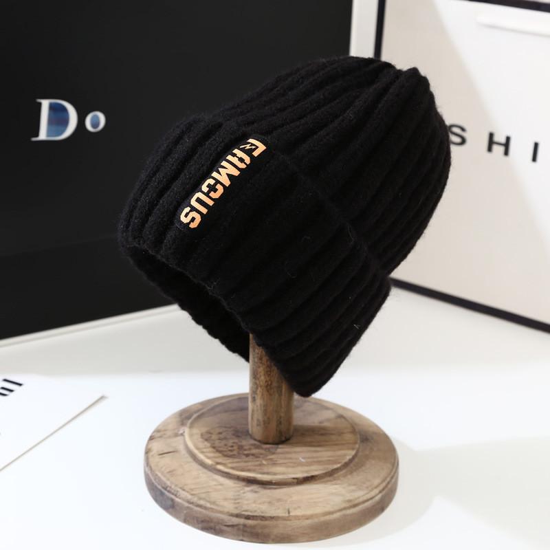 Winter Hat Knitted For Women With Letter Embroidery Korean Style For Daily Use