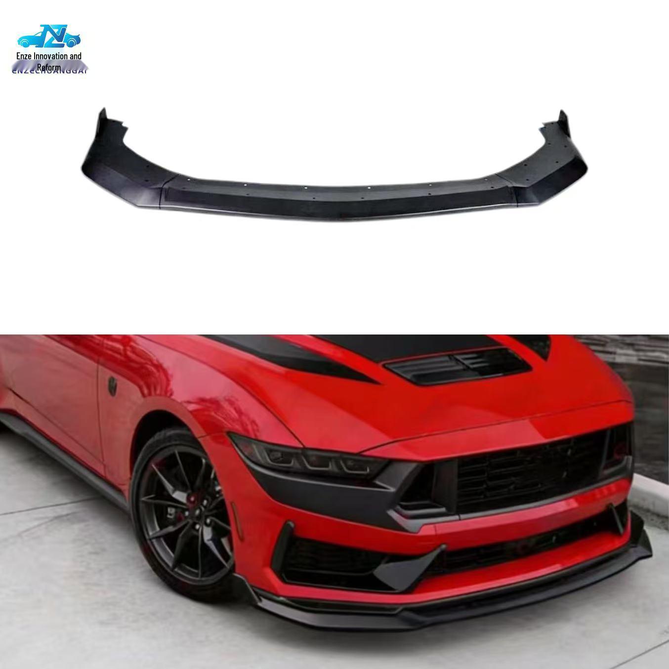 2024 Ford New Mustang 3-Piece Front & Rear Lip Body Kit, Gloss Black Three-section front lip (gloss black)