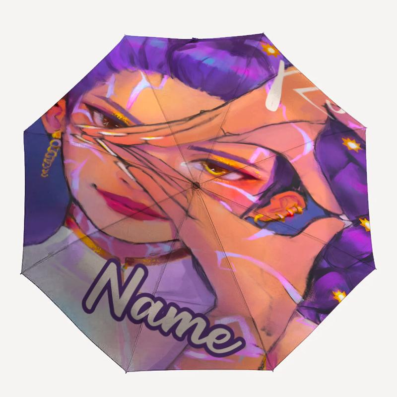 Personalisierter Name K-KPop Dämonenjäger Druck Regenschirm - Automatisches Öffnen/Schließen, Acht-Speichen Langlebiger Rahmen, Automatischer Faltregenschirm