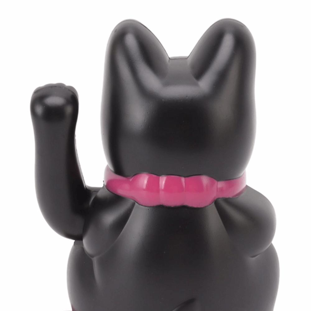 Black Solar Nodding Lucky Cat Ornament  Window Sill Decorative Statue Without Base