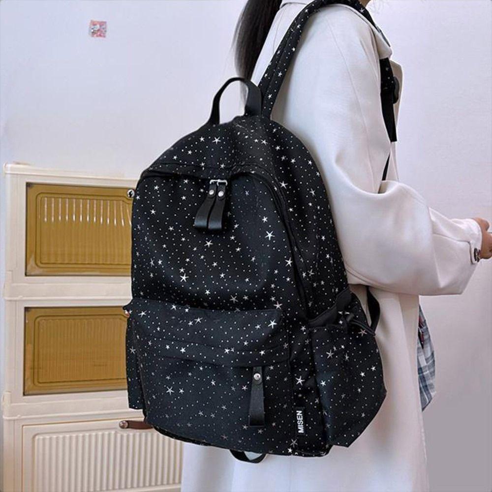 INS Oxford-Stoff Rucksack Mehrere Taschen Große Kapazität Schultasche Sternenmuster Reise Rucksack Damen