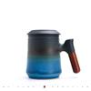 Ceramic Tea Infuser Mug with Wooden Handle