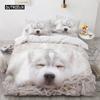 Lovely Animal 3D Bedding Sets White Duvet Quilt Cover Set Comforter Bed Linen Pillowcase King Queen 200*220cm Size Dogs Pets Dog