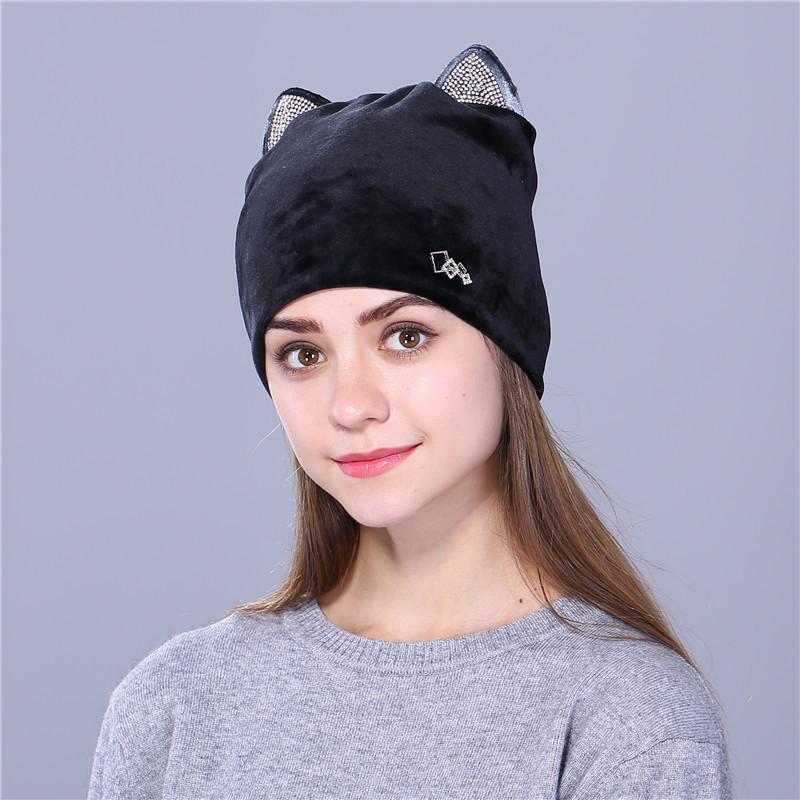European American Trade French Velvet Cute Cat Ear Pullover Hat - Cross-border Spring Fashion