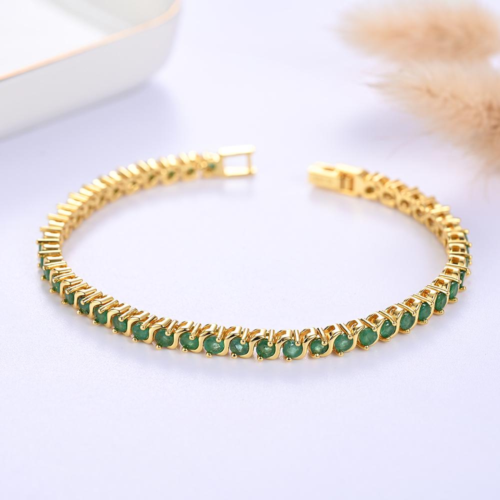 Exquisite Natural Emerald Bracelet, 18k Gold Plating Over S925 Silver Natural Gemstone Fine Jewelry Suitable for Party Occasions