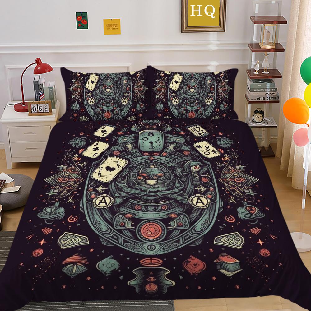 Housse de literie imprimée avec poignée de jeu de luxe, taie d'oreiller en Polyester, Style homme, vêtements de maison, housse de couette Queen Size