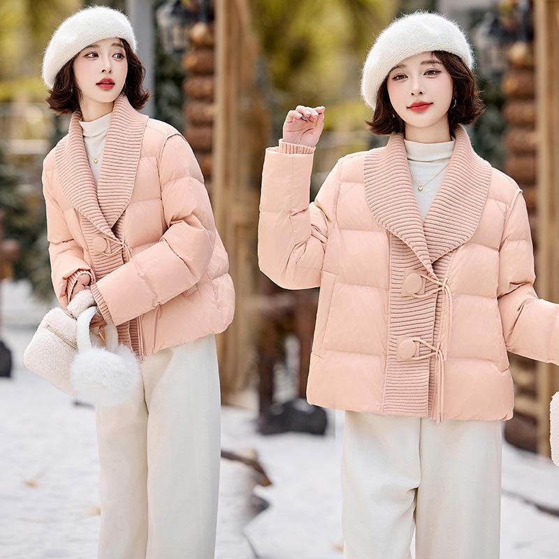 

Women s Winter Fashion Colorblock Down Jacket with Turn-Down Collar, Long Sleeves, and White Duck Down - YX86219 XL (63-70 kg) рожевий