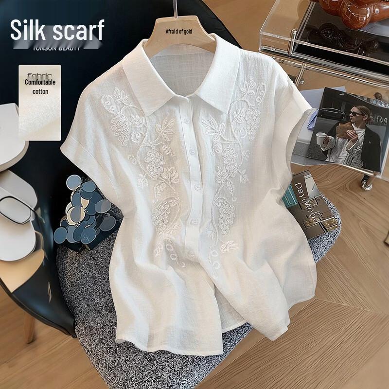 Women s Embroidered Lapel Commuter Shirt S