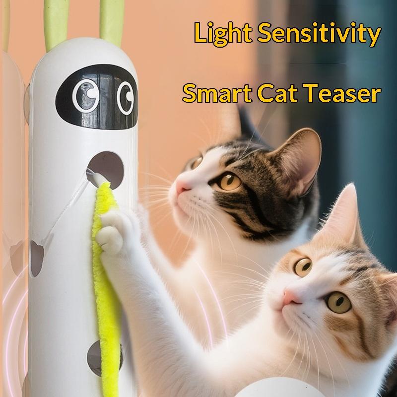 Juguete Interactivo para Gatos Caterpillar Activado por Movimiento Juguete de Poste Wack A Worm Recargable Juguete Automático de Broma para Gatos con Cola Para Gatos