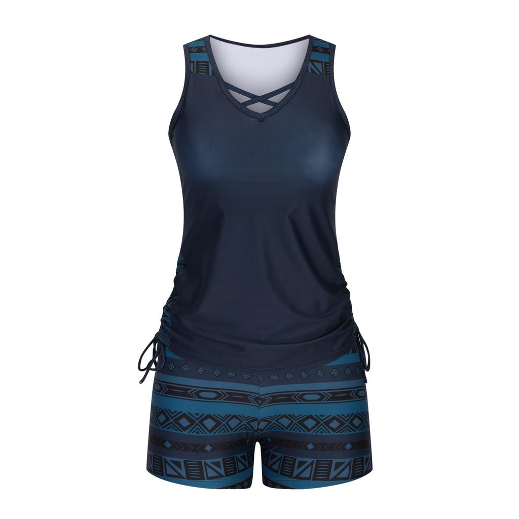 Damski strój kąpielowy dwuczęściowy z rozcięciem, strój kąpielowy z wysokim stanem