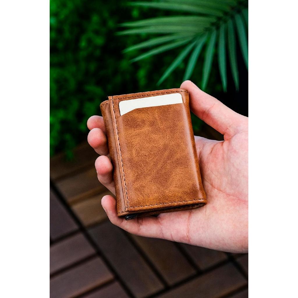 Kunstleder-Herrenmechanismus, veganes Leder-Kartenhalter-Portemonnaie-Portfolio, Lila