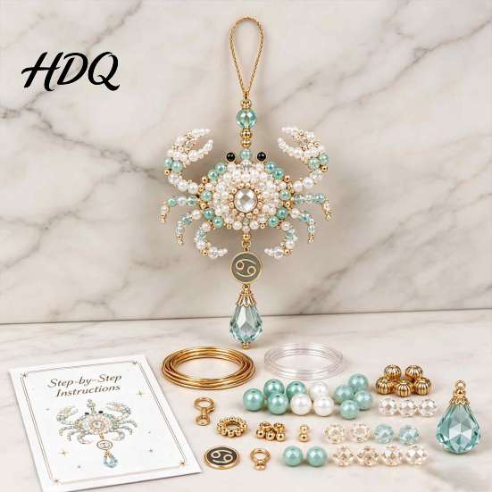 Relaxing Screen Free Activities 12 Zodiac Blessing Beaded Ornament DIY Kit Beginner Friendly Sign Handmade Constellation Ornaments Beading Craft Set,