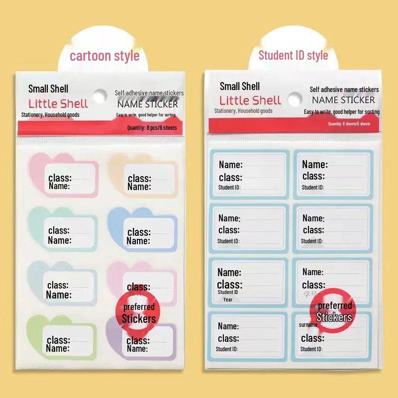 Self-Adhesive White Name Stickers for Kids: School, Kindergarten, Entry, Class Numbers - Colorful, Writable Labels