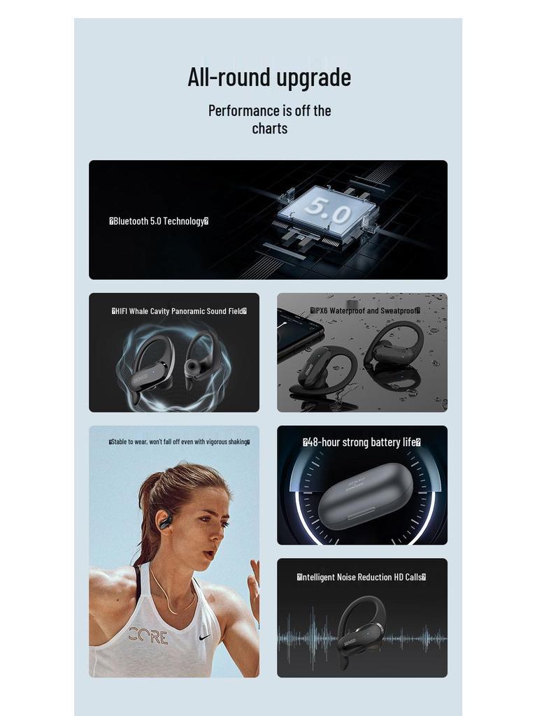 Sport Bluetooth TWS Ear-hook Earphones: Sweatproof, In-ear, HiFi Sound