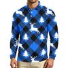 Men's Casual Long Sleeve Neck T-Shirt with Christmas Print for Holiday Party