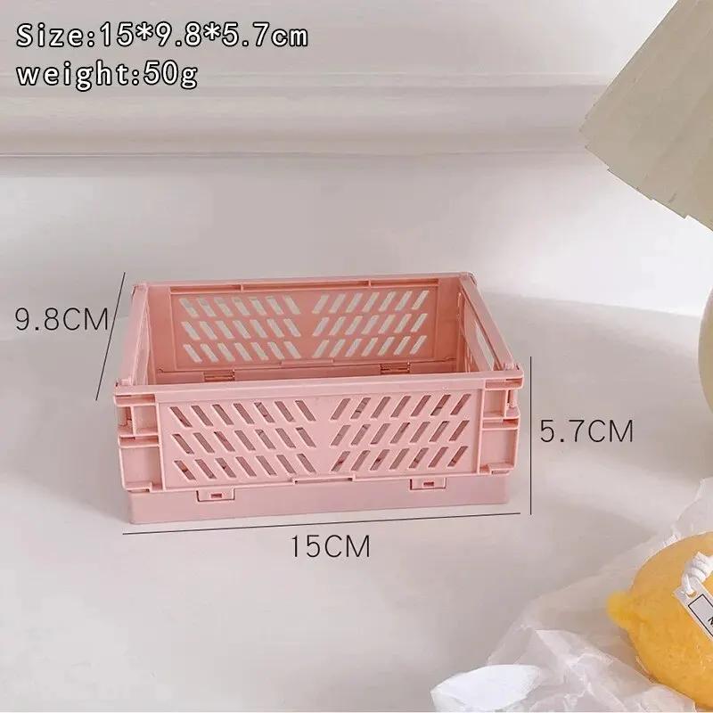 

1 шт. Органайзер для хранения, корзины, чехол, складная, студенческая настольная корзина, лента, канцелярские товары, пластиковый складной контейнер, коробка для хранения розовый