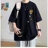 M-5XL Summer Men Oversized Korean Loose Vintage Print Short Sleeve Versatile T-shirt
