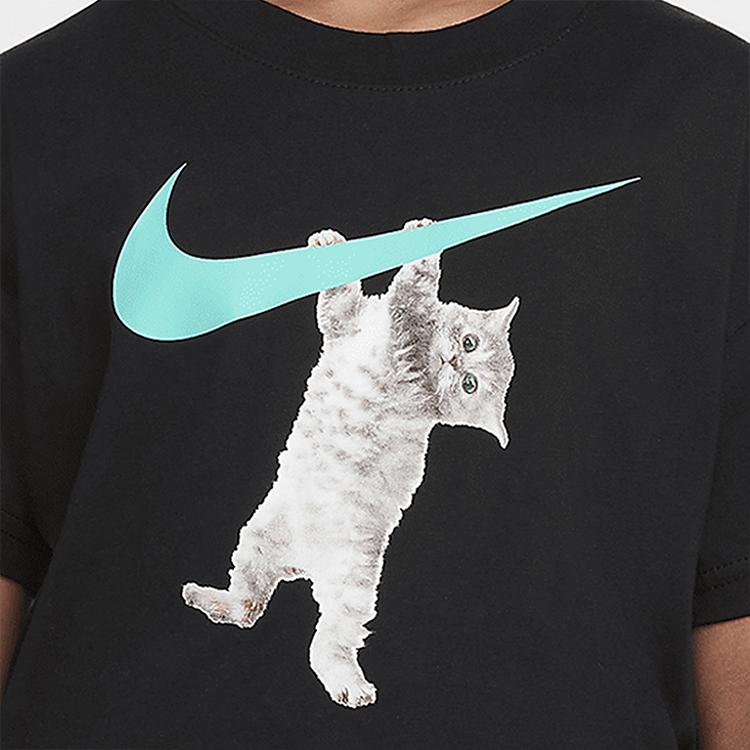Nike Kids Sportswear Cotton Soft Comfort Short Sleeve T-Shirt Kids Tops Black FZ5538-010
