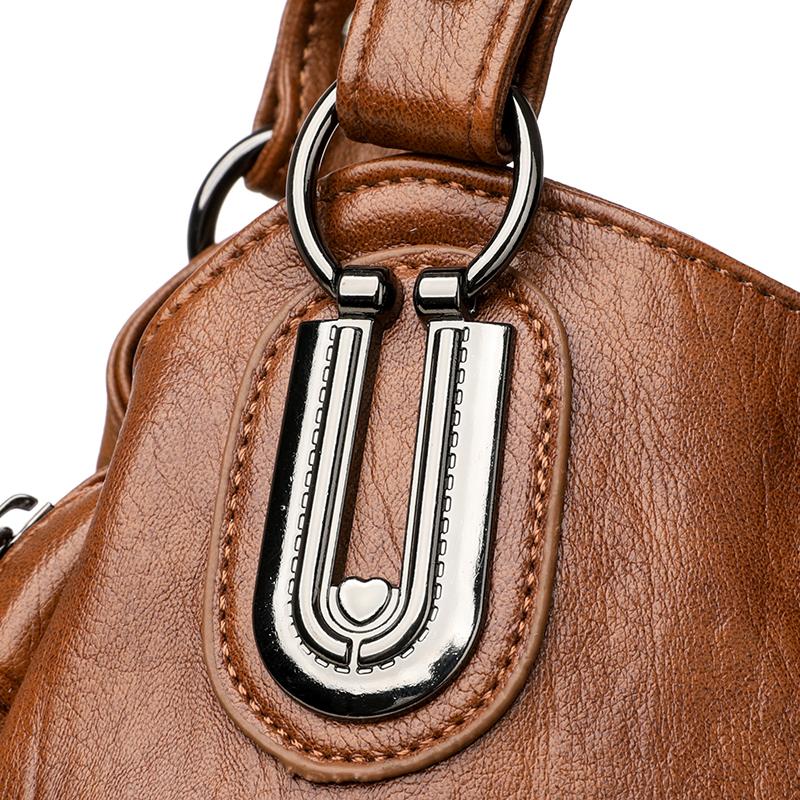 European and American Mother Bags, Middle-aged Women's Crossbody Large-capacity Simple Casual Shoulder Bags, Soft Leather Portable Retro Tote Bags